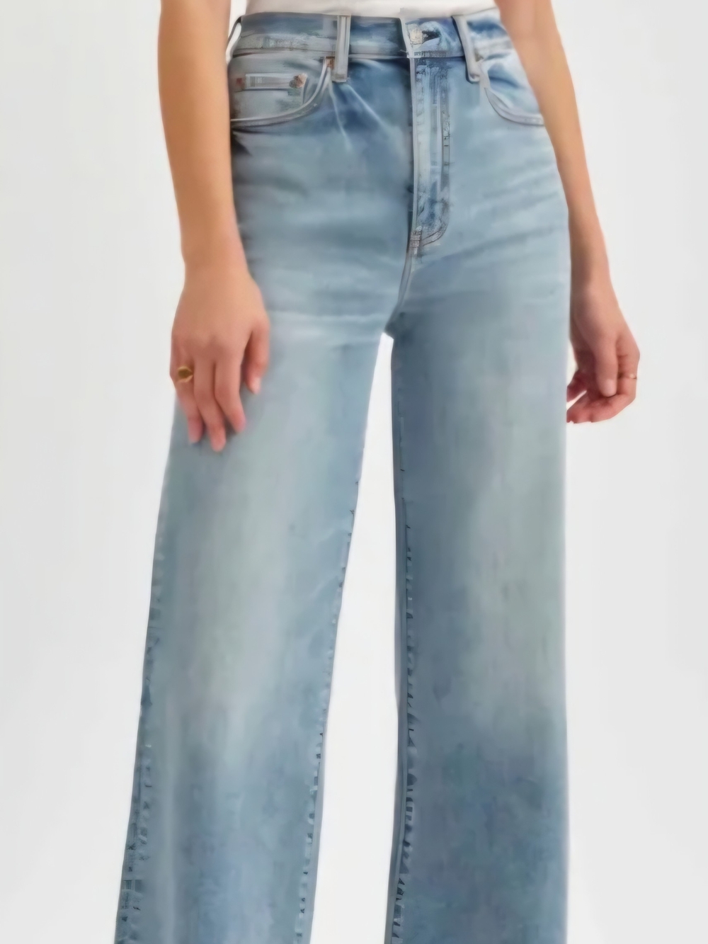 High-Rise Light Blue Wide-Leg Jeans -  30